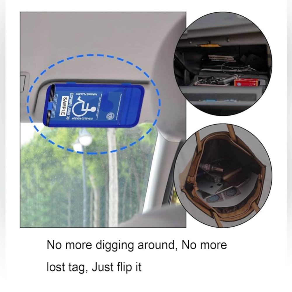 Handicap Placard Holder for Auto - Blue - Picture 4 of 7